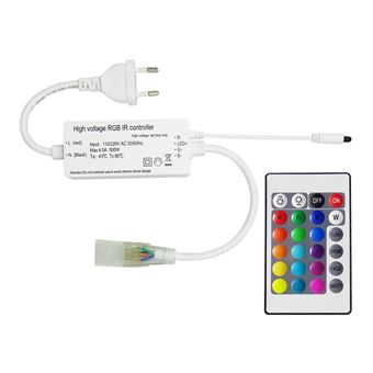 TechBrey Contrôleur Ruban LED RGB 220V SMD Largeur 14,5 mm avec Télécommande IR RGB - 1