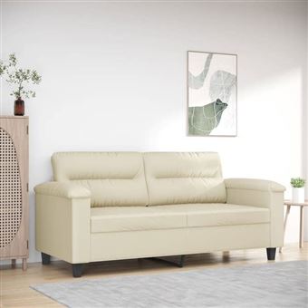 vidaXL Canapé à 2 places Crème 140 cm Similicuir - 1