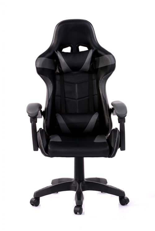 Chaise de jeu Cyclone adolescents - chaise de bureau - chaise de jeu de course - gris noir