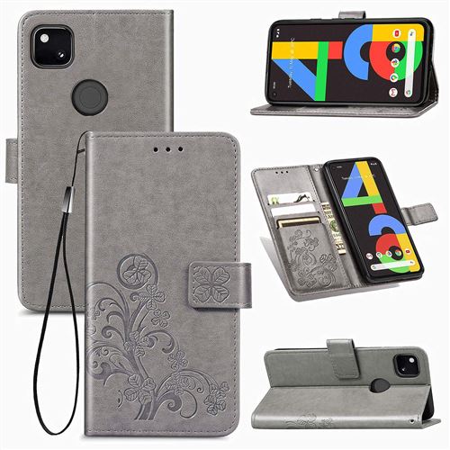 MPFRANCE Housse pour Google Pixel 4A Gris [Fleur de Lys]