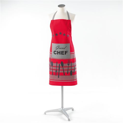 Tablier +poche 60 x 84 cm coton imprime chef etoile Rouge