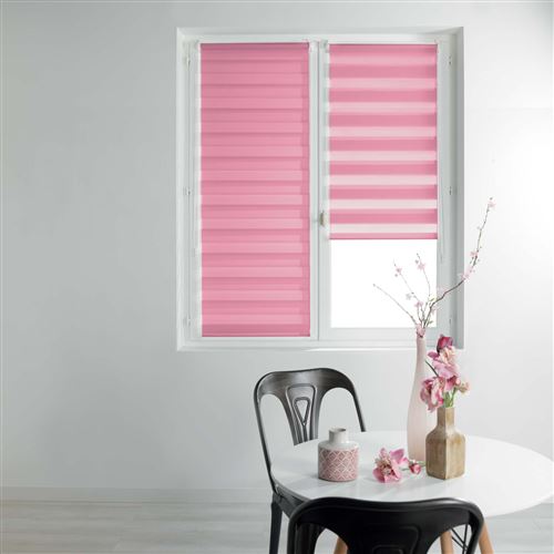 Store enrouleur jour et nuit 120 x 180 cm polyester daynight Rose