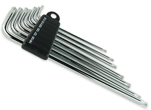 Cles torx coudees magnetiques extra longues t10 a t40 bout aimante - Oc-pro