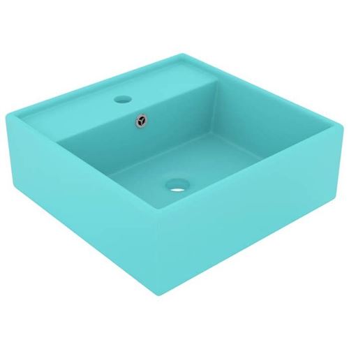 Lavabo Troppopieno Quadrato Verde Chiaro Opaco 41x41cm Ceramica Vidaxl