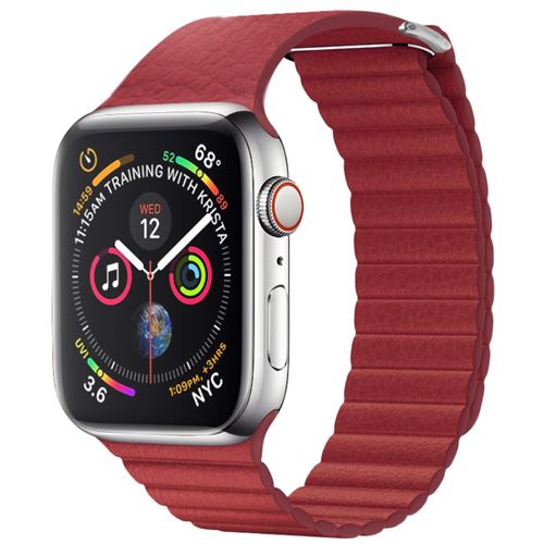 Bracelet en cuir véritable bouclage rouge pour votre Apple Watch Series 4 40mm/Series 3 2 1 38mm