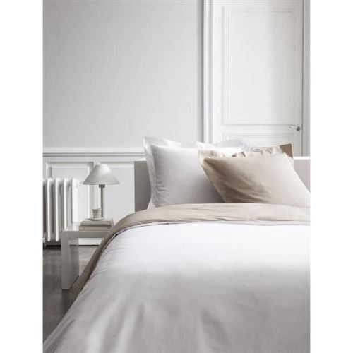 TODAY Parure de couette Premium percale bicolore - 1 housse de couette 240x260 cm + 2 taies 75x75 cm mastic et chantilly