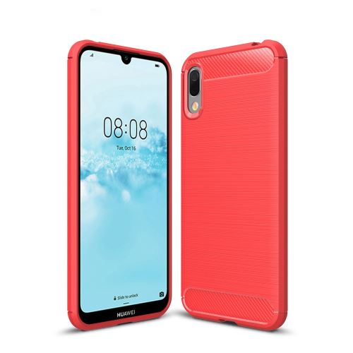 Coque en TPU fibre de carbone rouge pour votre Huawei Y6 Pro (2019)
