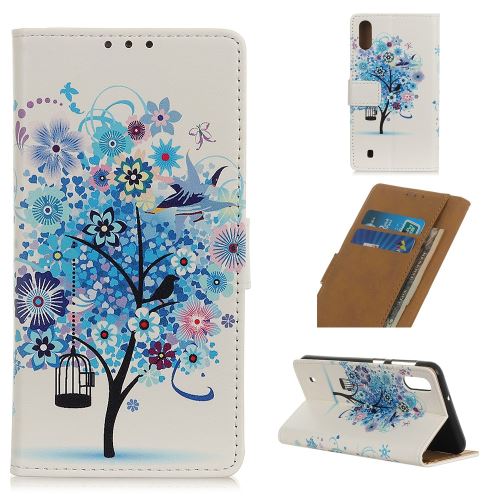Etui en PU impression de motifs arbre bleu pour votre Samsung Galaxy A10