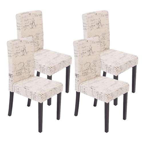 Lot de 4 chaises de séjour Littau, tissu words fabric, pieds foncés