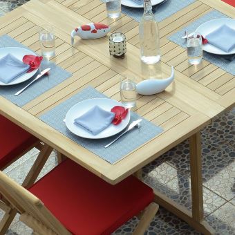 137 Sur Salon De Jardin En Teck Ecograde Papeete Table Pliante