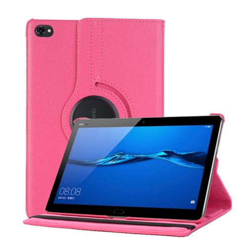 Housse Huawei Mediapad T5 10,1 rotative - Etui rose coque de protection 360 degrés tablette Media pad T5 - accessoires pochette XEPTIO 10.1 !