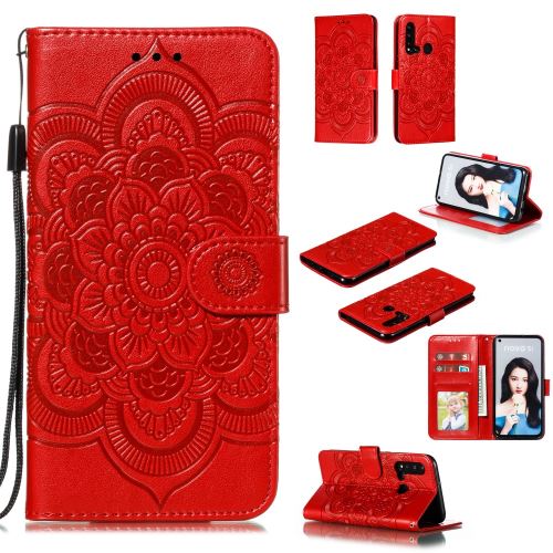 Etui en PU fleur de mandala rouge pour votre Huawei P20 lite (2019)/Nova 5i