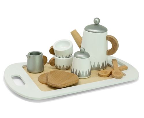Mamamemo Service à thé sur plateau bois 12 pièces