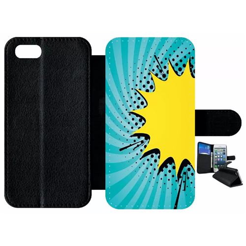 Etui À Rabat Apple Iphone 7 Fond Comics Bleu