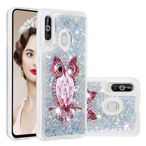 Coque en TPU paillettes flottantes hibou pour votre Samsung Galaxy M40/A60
