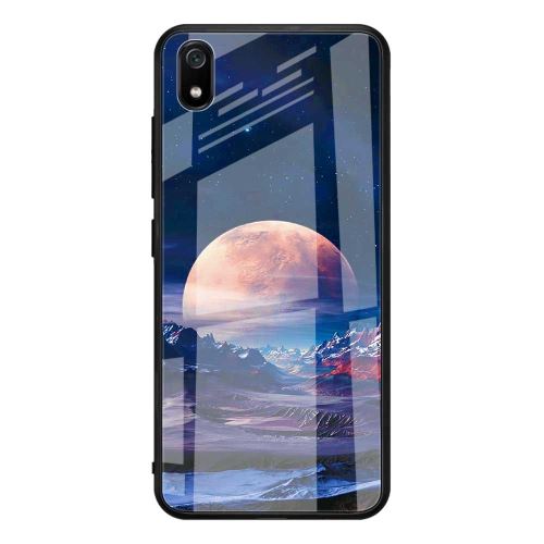 Coque en TPU verre à motif soft edge hybride montagnes et lune pour votre Xiaomi Redmi 7A