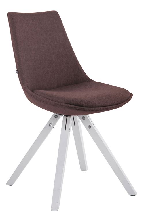 Chaise de salle à manger Albi en tissu pieds carrés en bois de chêne Blanc - Couleur de Siège marron