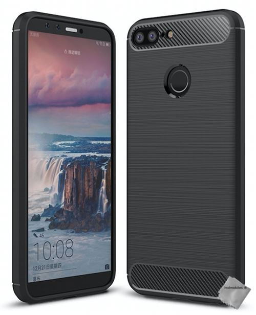 Housse etui coque silicone gel carbone pour Huawei Honor 9 Lite avec film ecran - NOIR