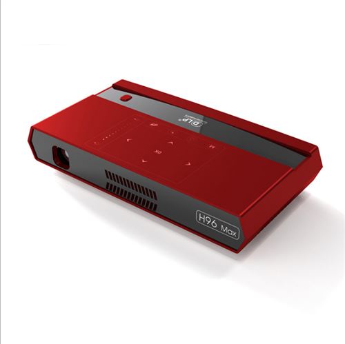 Vidéoprojecteur Portable H96 MAX DLP Projecteur 3000 lumen 4K/Amlogic S912 8 Core/2.4GHz 5GHz WiFi/Android 6.0/2 Go+16 Go/BT 4.1 Rouge