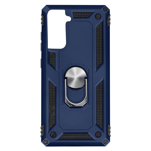 Coque pour Samsung Galaxy S21 Antichoc Bi-matière Bague Support Vidéo bleu nuit