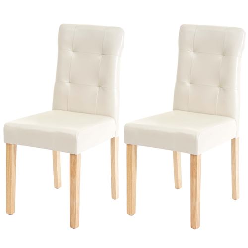 2x chaise de salle à manger MENDLER HWC-E58, fauteuil similicuir crème, pieds clairs