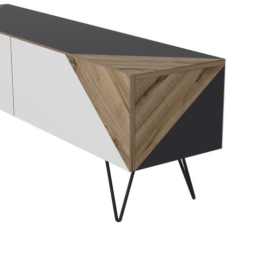 Homemania Meuble Tv Selene Moderne Avec Portes Etageres Pour