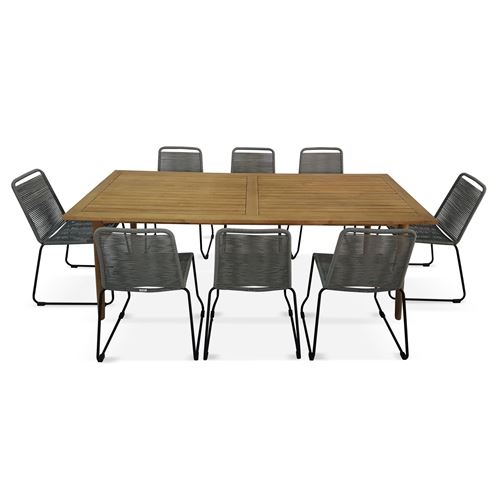 80 Sur Salon De Jardin En Bois Et Corde 8 Places Rio Naturel