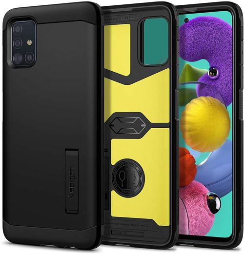 Spigen Tough Armor - Achterzijde behuizing voor mobiele telefoon - polycarbonaat, thermoplastic polyurethaan (TPU) - zwart - voor Samsung Galaxy A51