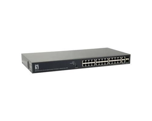 LevelOne GEP-2651 Commutateur intelligent 24 x 10-100-1000 (PoE+) + 2 x SFP Gigabit combiné Montable sur rack PoE+ (185 W)