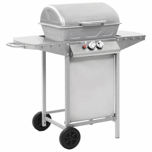 Vidaxl Gris Barbecue À Gaz Avec 2 Zones De Cuisson Acier Argenté