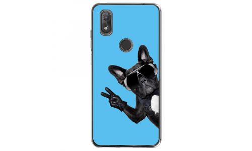 Coque souple pour Wiko View 2 avec impression Motifs chien à lunettes sur fond bleu