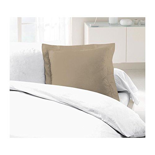 LOVELY HOME Lot de 2 Taies d'Oreillers 100% coton 63x63 cm beige