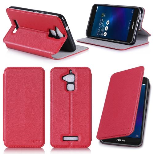 Etui luxe Zenfone Live Plus ZB553KL rouge Ultra Slim Cuir Style avec stand - Housse coque de protection - accessoires pochette XEPTIO