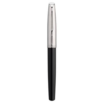 WATERMAN Emblème Stylo roller, noir, recharge noire pointe fine, Coffret cadeau