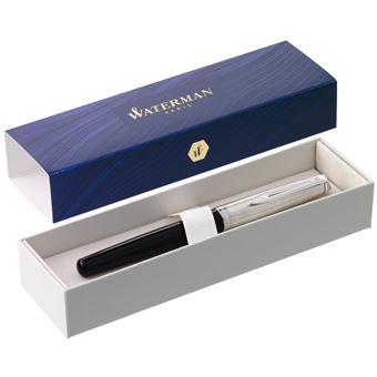 WATERMAN Emblème Stylo roller, noir, recharge noire pointe fine, Coffret cadeau