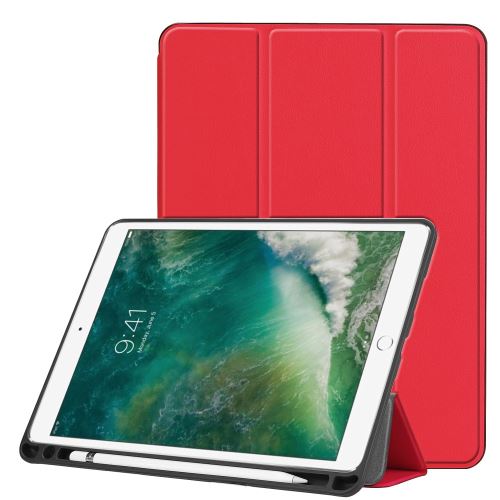 Etui en PU trépied pliable avec fente pour stylo rouge pour votre Apple iPad Air 10.5 (2019)/Pro 10.5 pouces (2017)
