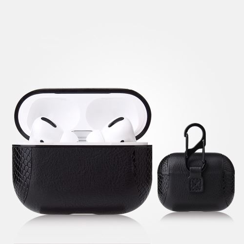 Coque en TPU épissage de peau de serpent avec crochet tout noir pour votre Apple AirPods Pro