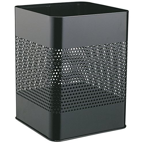Durable 332101 corbeille à papier carrée 18,5 litres hauteur 32 cm en métal peint avec perforations coloris noir