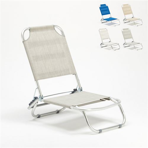 Beach and Garden Design - Chaise transat de plage pliante piscine aluminium Tropical, Couleur: Gris