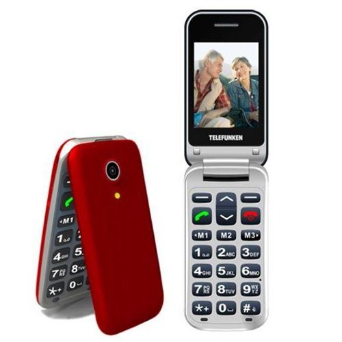 TM 210 IZY téléphone à clapet de Telefunken - ROUGE