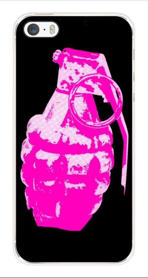 Coque en silicone imprimée compatible iPhone 5 iPhone 5S Grenade rose