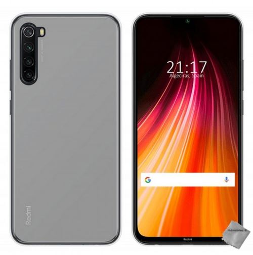 Housse etui coque pochette silicone gel fine pour Xiaomi Redmi Note 8T avec verre trempe - BLANC TRANSPARENT