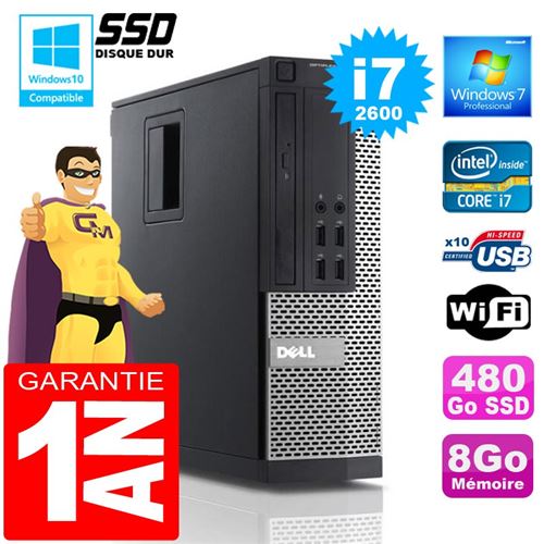 Pc dell 990 sff core i7-2600 ram 8go disque 480 go ssd wifi w7 État correct - Dell reconditionné disponible sur Fnac