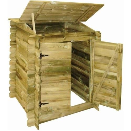 Coffre de rangement pour filtration en bois de piscine