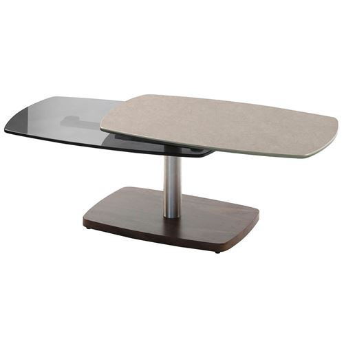 SHERRY - Table Basse Plateaux Verre Gris Pierre
