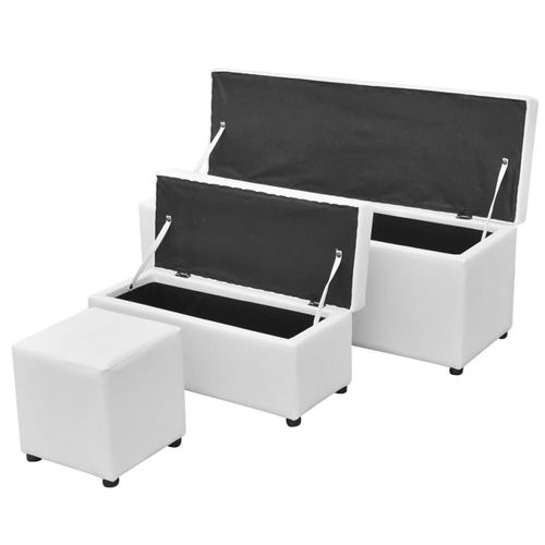 vidaXL Jeu de repose-pied de rangement Cuir synthétique Blanc