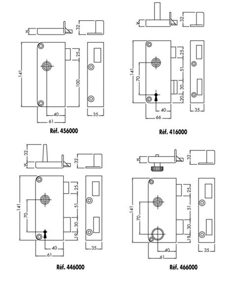 Jpm Sas Noir Serrure Monopoint En Applique Bec De Cane Extra-Plat Gauche - Jpm - 456000-01-2Y