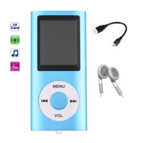 Lecteur MP3 MP4 - radio fm - à carte mémoire Micro sd - Bleu