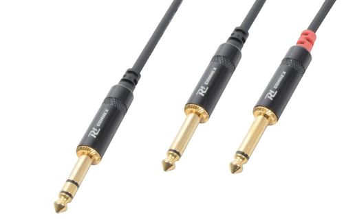 PD Connex câble audio cordon jack 6,35 mâle stéréo / 2 x jack 6,35 mâle - 3m - Idéal pour relier votre table de mixage