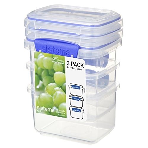 Sistema lot de 3 boîtes alimentaires rectangulaires a clips - 400ml 1543